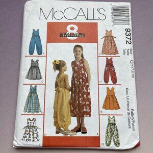 McCalls 9372 Girls Sundress Jumpsuit Sewing Pattern Sz 7, 8, 10) Uncut Open